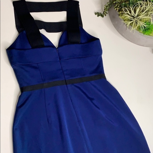 JAYGODFREY Silk Sleeveless pencil Mini Dress cut out back women’s 4 small navy - Picture 4 of 8